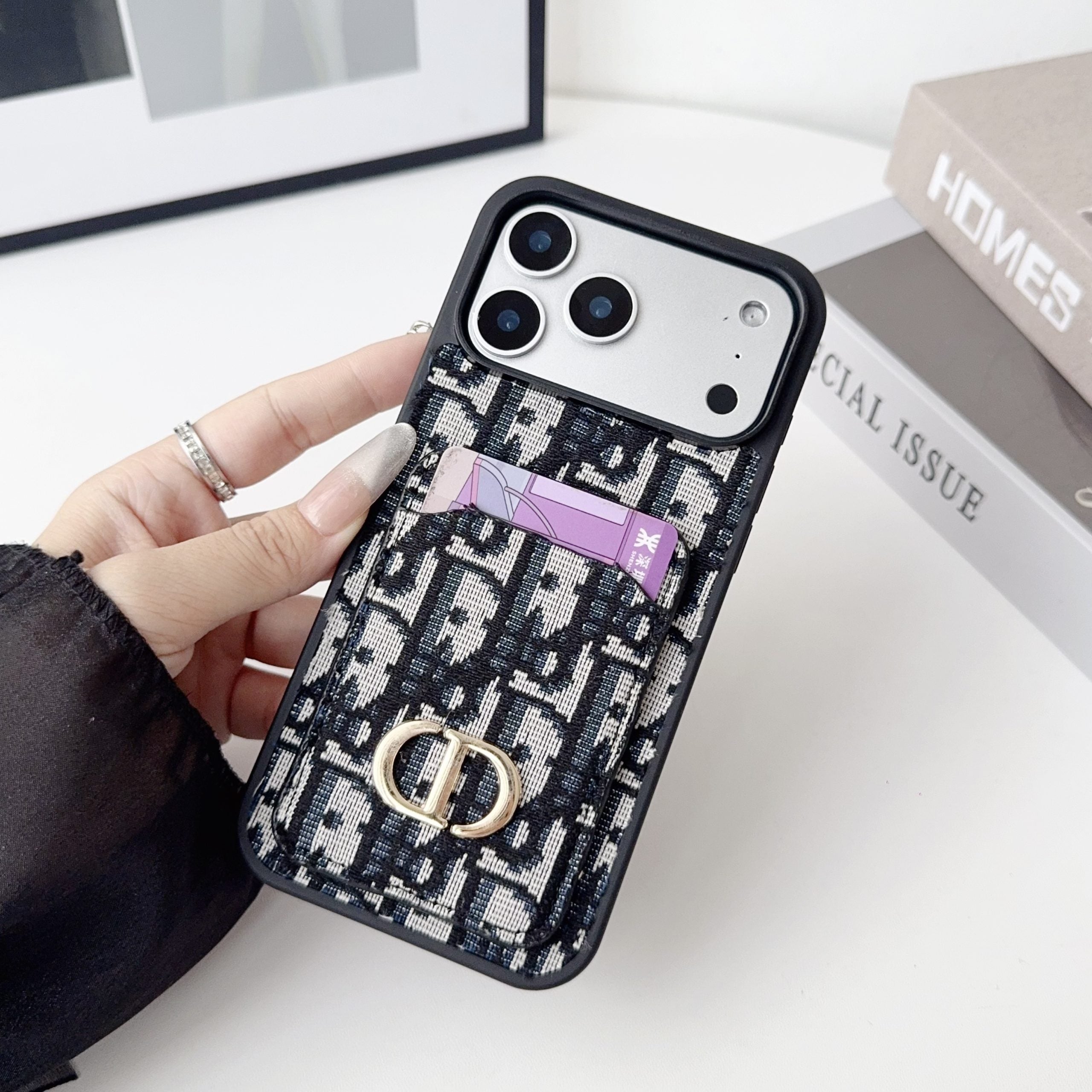 DR Handyhülle aus Stoff mit Kartenfach für iPhone 17 / Pro / Pro Max / Air 