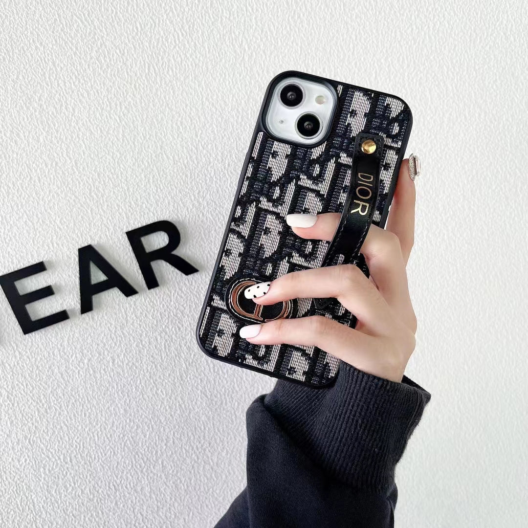 Dior Handyhülle für iPhone 13, 11, 12, 14, 15, 16 Pro Max Plus mit Handschlaufe 