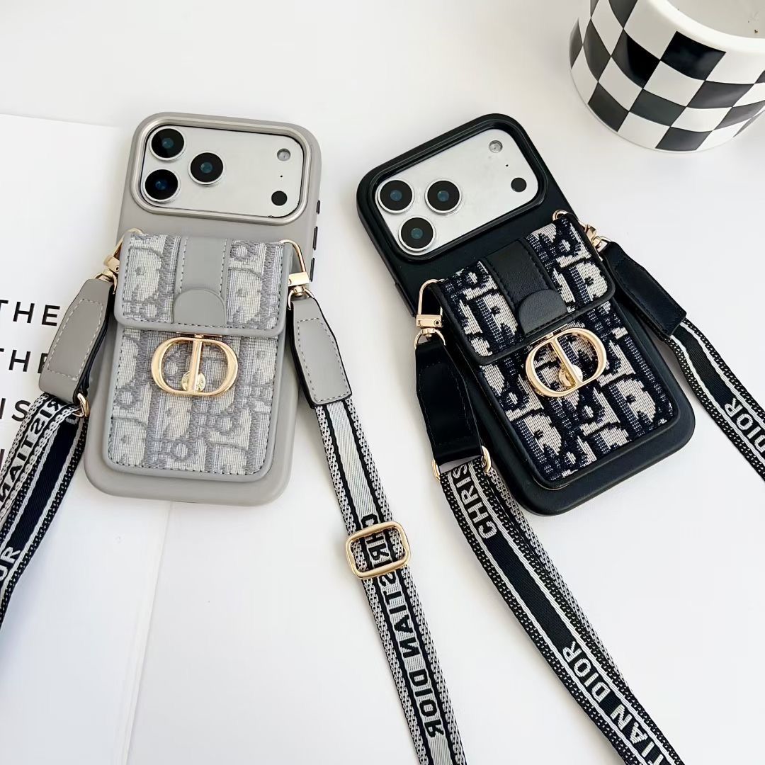DR Crossbody iPhone-Hülle mit Kartenhalter für 12-17 / Pro / Pro Max / Plus 