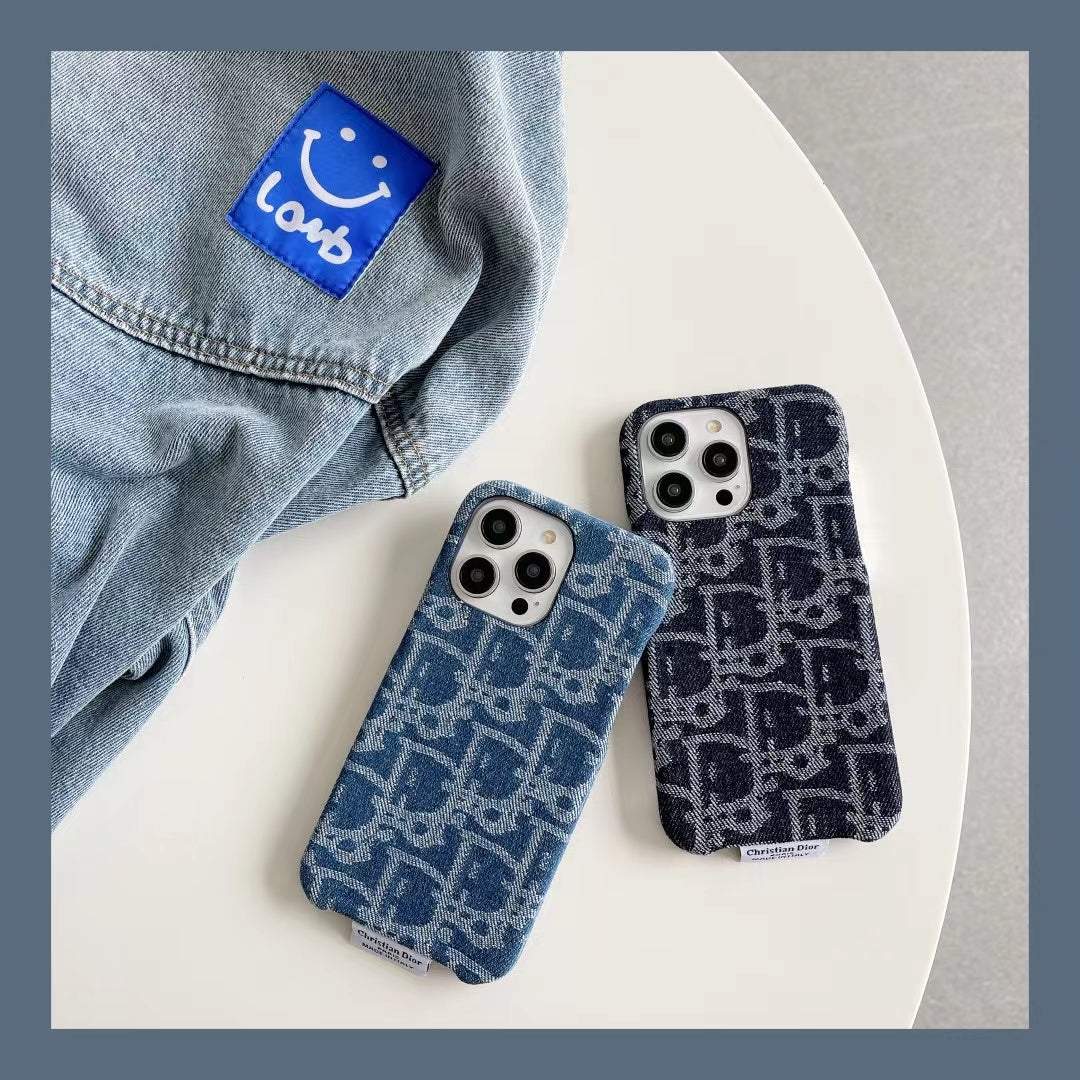 Dior iPhone-Hülle im Denim-Design für iPhone 12, 13, 14, 15 Pro / Pro Max / Plus 