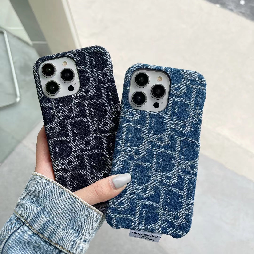 Dior iPhone-Hülle im Denim-Design für iPhone 12, 13, 14, 15 Pro / Pro Max / Plus 