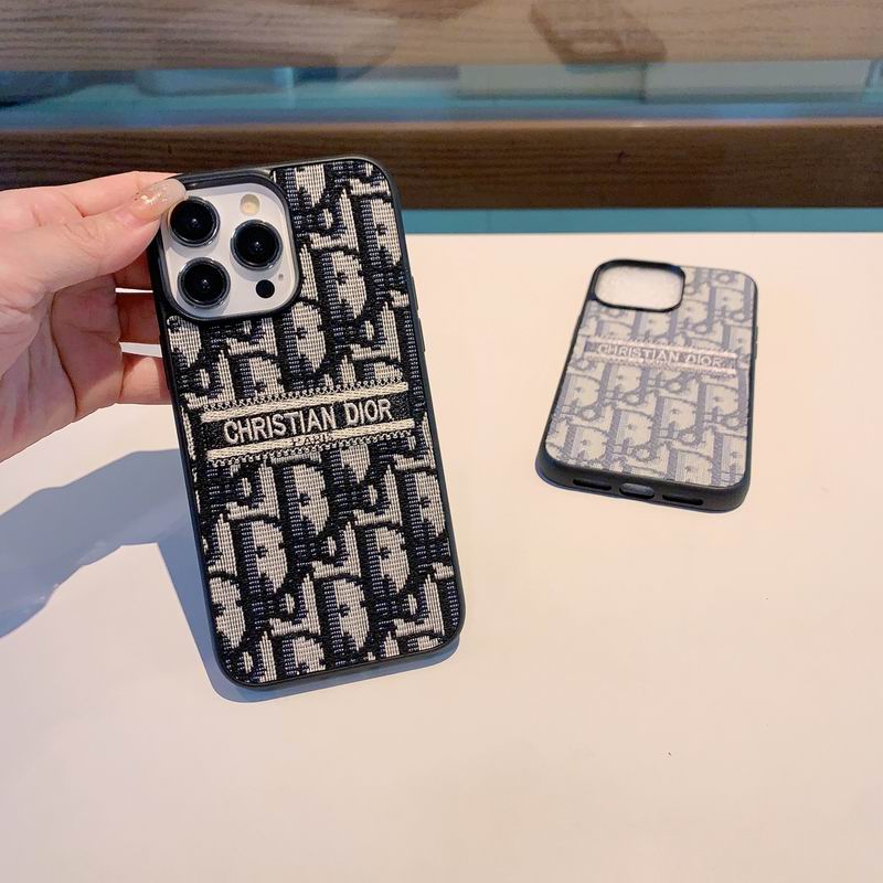 iPhone-Hülle im Dior-Stil aus Canvas-Stoff für 11, 12, 13, 14, 15, 16, Pro Max und Plus 