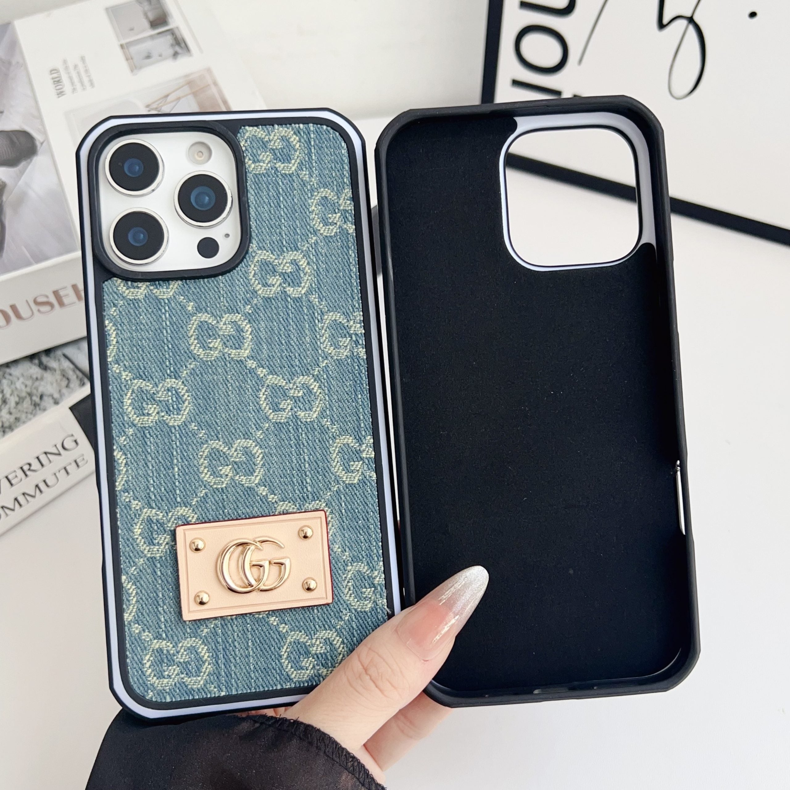 GG Denim iPhone-Hülle für 12-16 Pro Max 