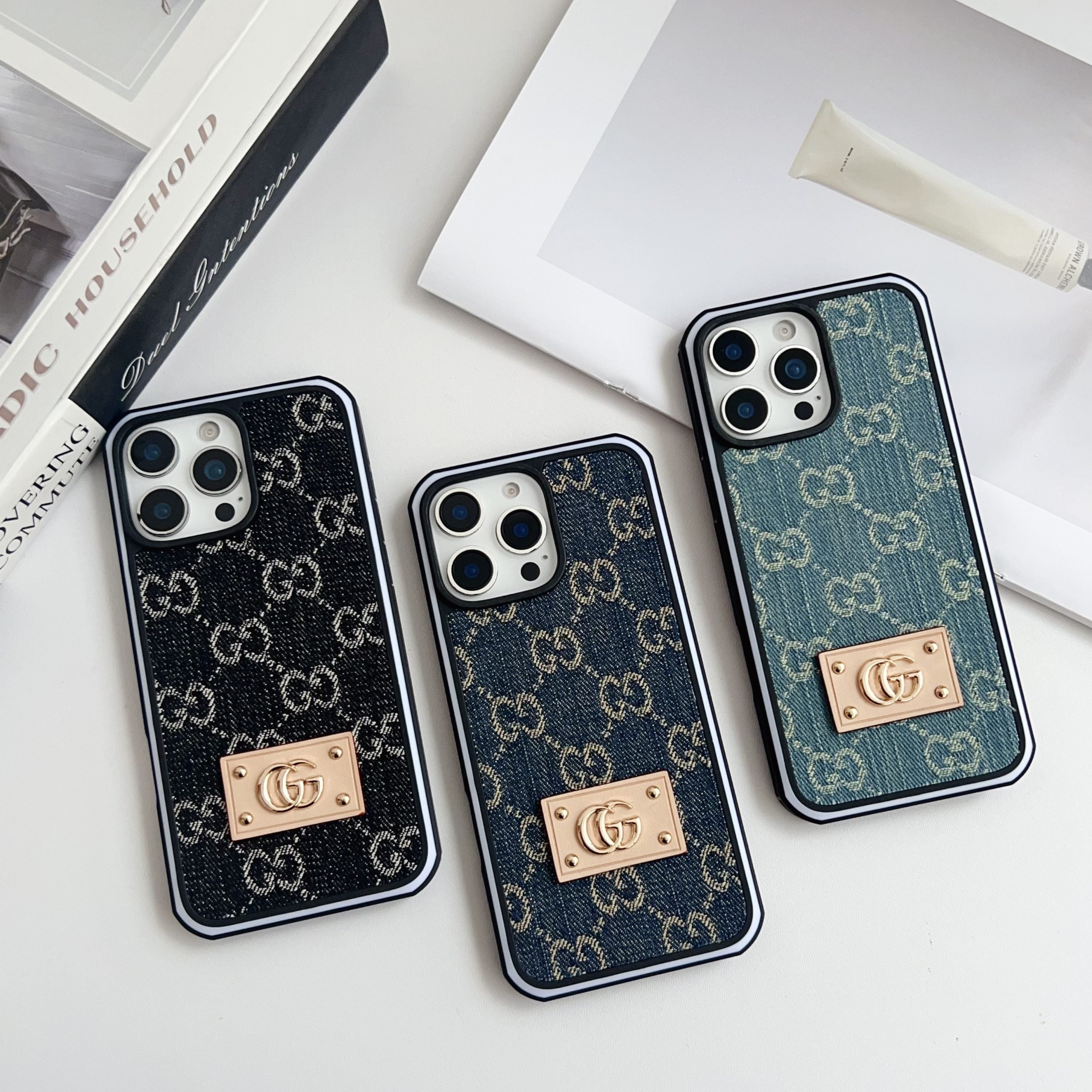 GG Denim iPhone-Hülle für 12-16 Pro Max 