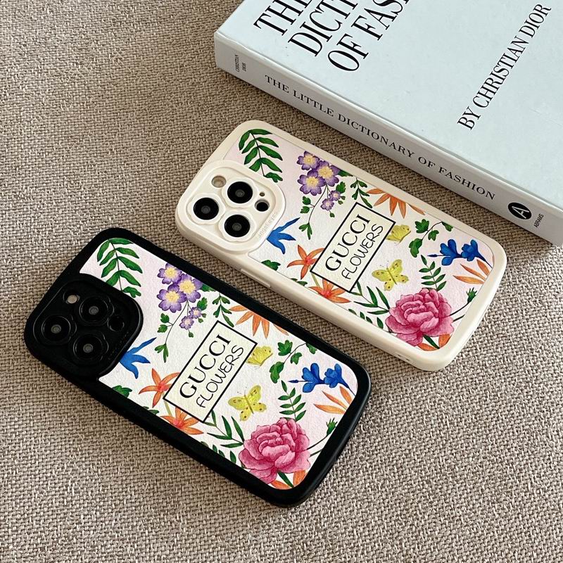 Gucci Blumen-Handyhülle für iPhone 11, 12, 13, 14, 15 Pro Max Plus 