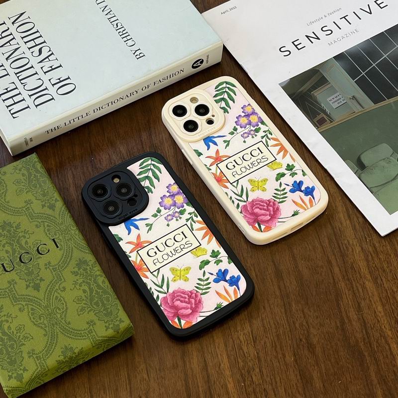 Gucci Blumen-Handyhülle für iPhone 11, 12, 13, 14, 15 Pro Max Plus 