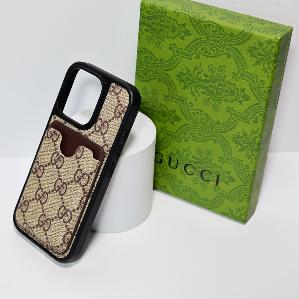 Gucci-Hülle mit Kartenhalter für iPhone 12-16 Pro Max Plus 