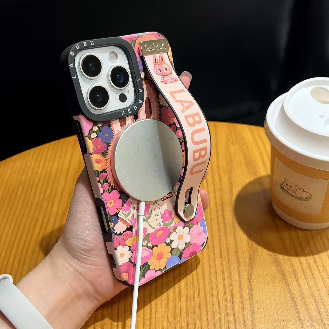 Étui Labubu Monster avec dragonne et protection MagSafe pour iPhone 12-16 Pro Max Plus 