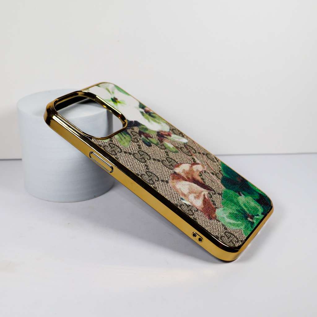 Gucci iPhone 11 12 13 14 15 Plus Pro Max Hülle Weiß Grün Bloom 