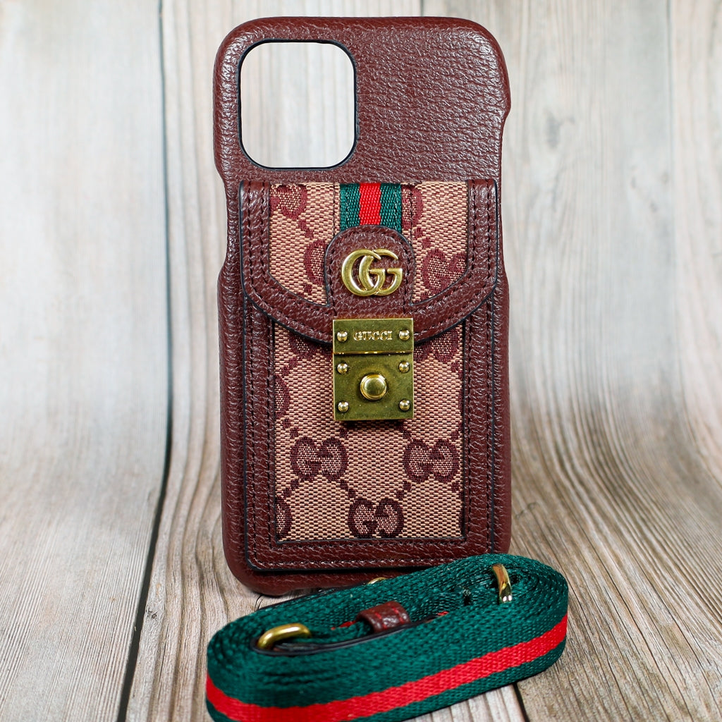 GG Design iPhone-Hülle im Crossbody-Stil für 11, 12, 13, 14, 15 Pro Max Plus 
