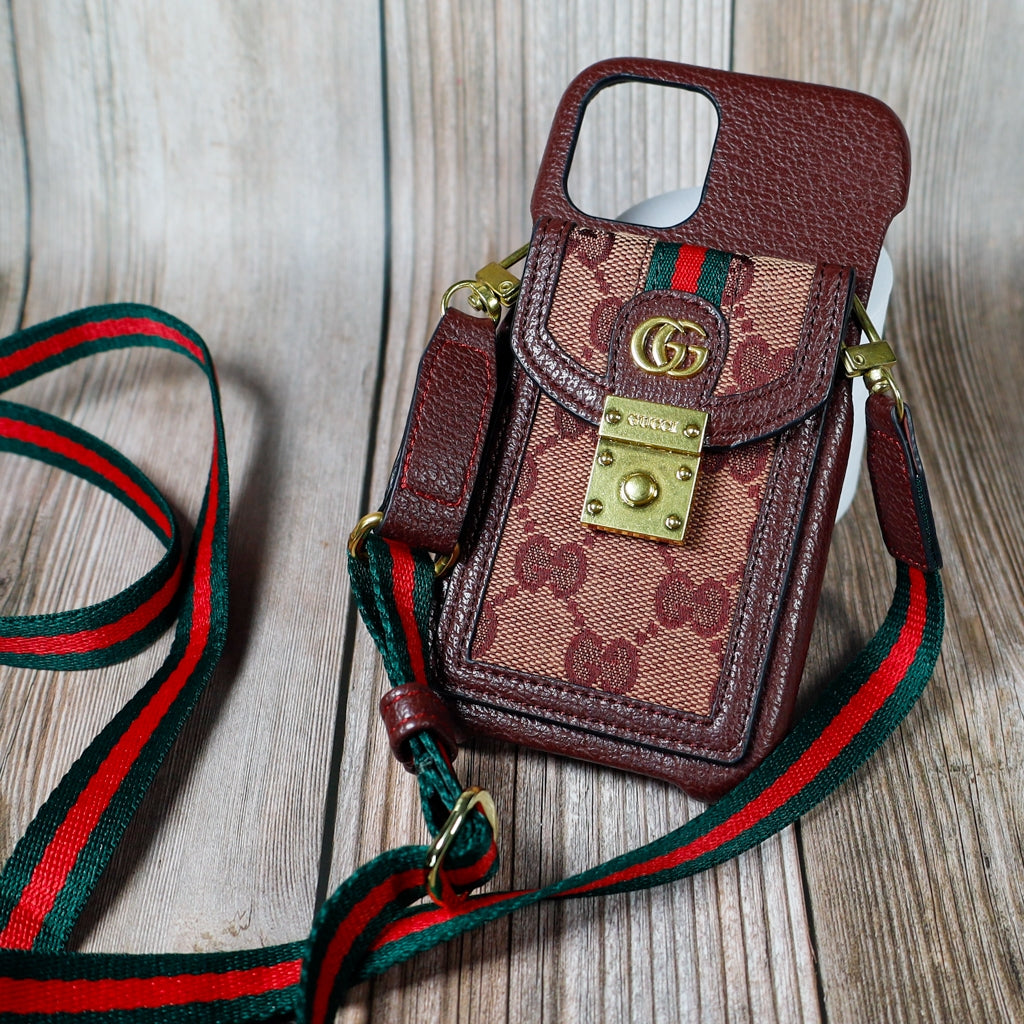 GG Design iPhone-Hülle im Crossbody-Stil für 11, 12, 13, 14, 15 Pro Max Plus 
