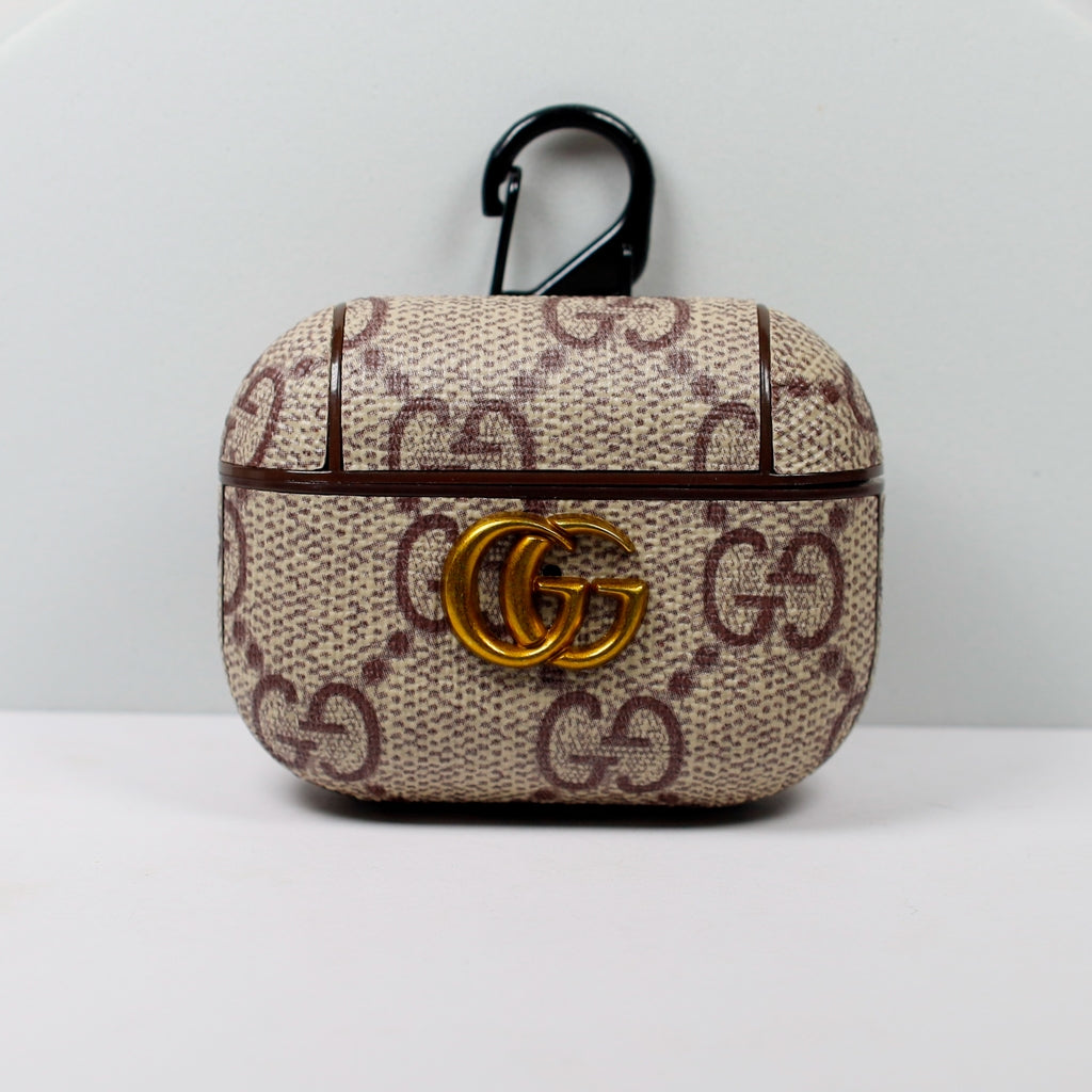 Designer AirPods 2-3-4-Pro-Pro 2  Case Beige GG