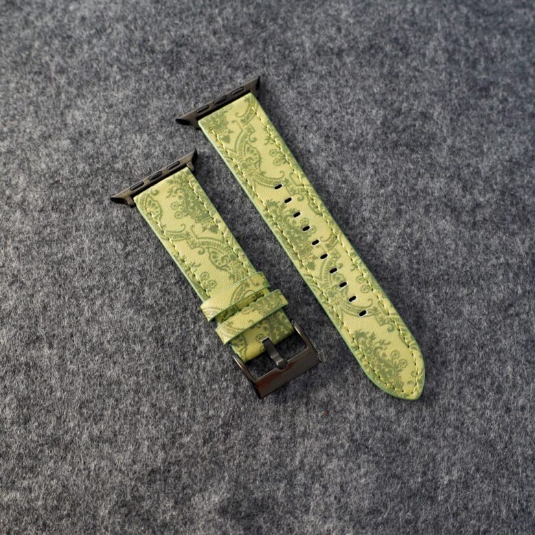 Luxury Gucci Leather Apple Watch Band Wrist Strap / Green