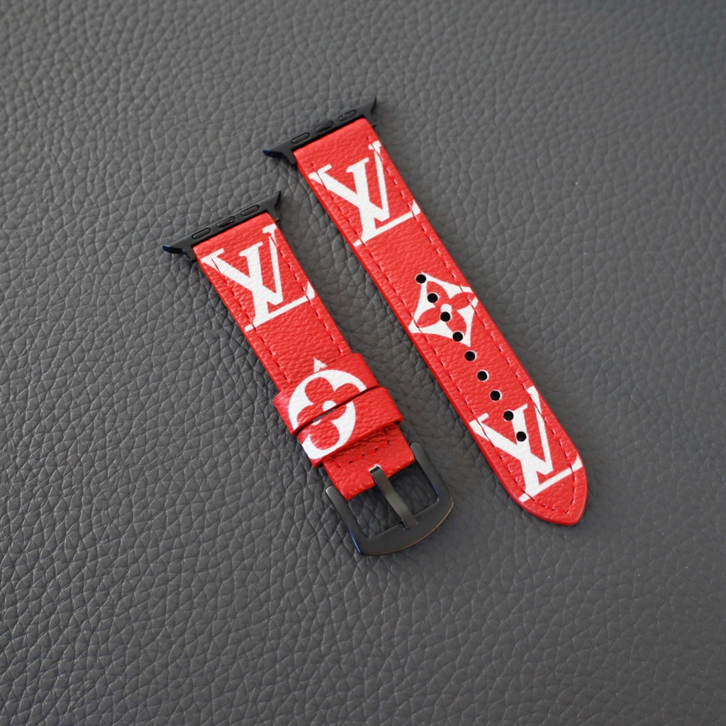 Red Monogram LV Watch Band for Apple Watch