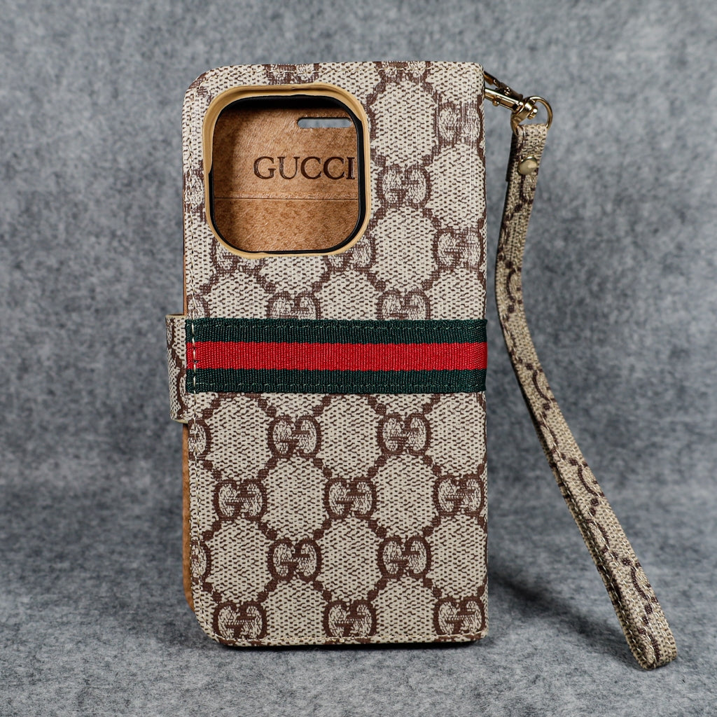 GG iPhone-Wallet-Hülle für 11, 12, 13, 14, 15, 16 Pro Max Plus / Beige 