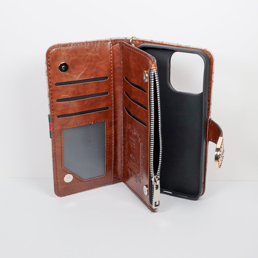 GG Wallet Handyhülle mit Reißverschluss und Ständer für iPhone 12, 13, 14, 15, 16 Pro Max Plus 