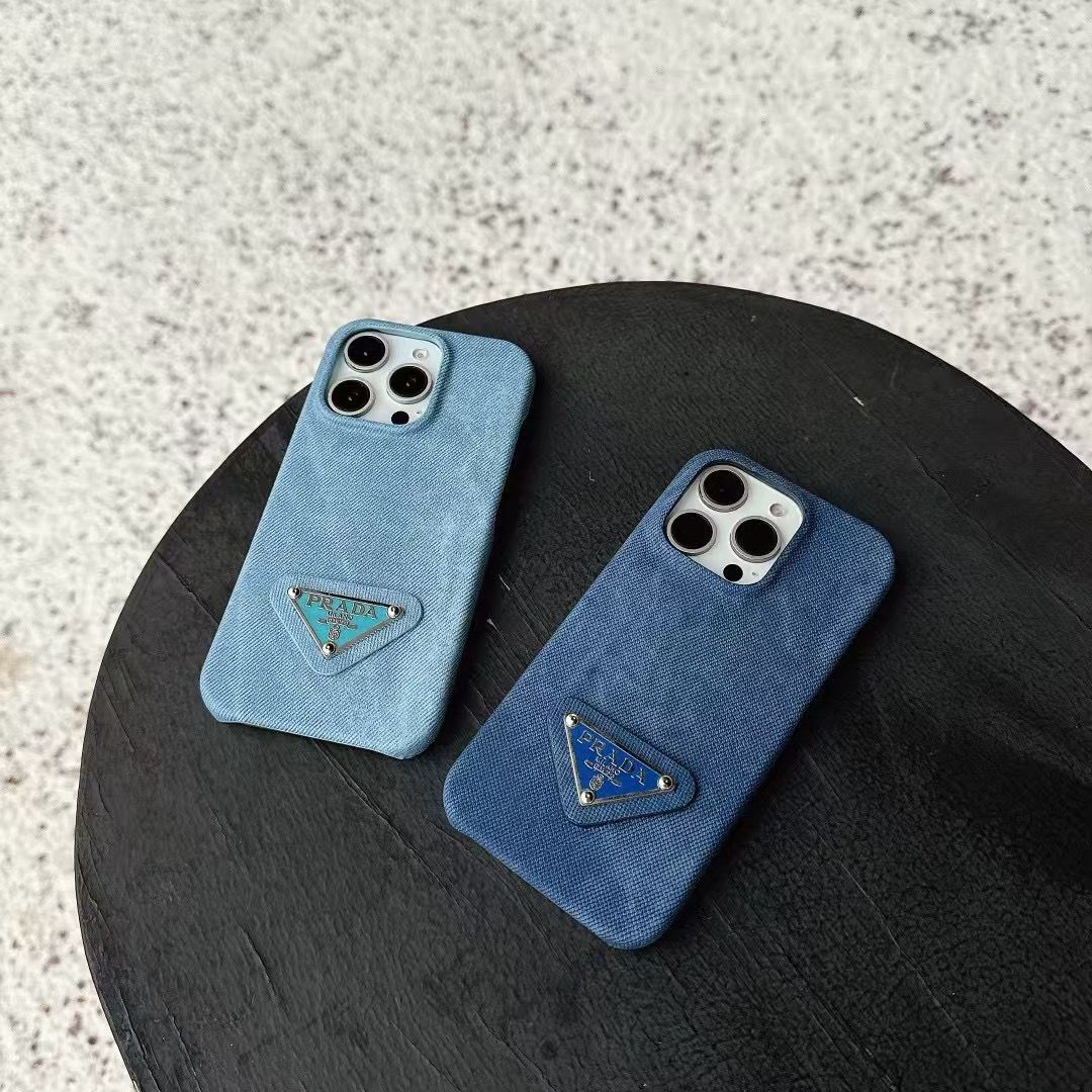 PR iPhone Case Denim Fabric for 12-16 Pro Max Plus