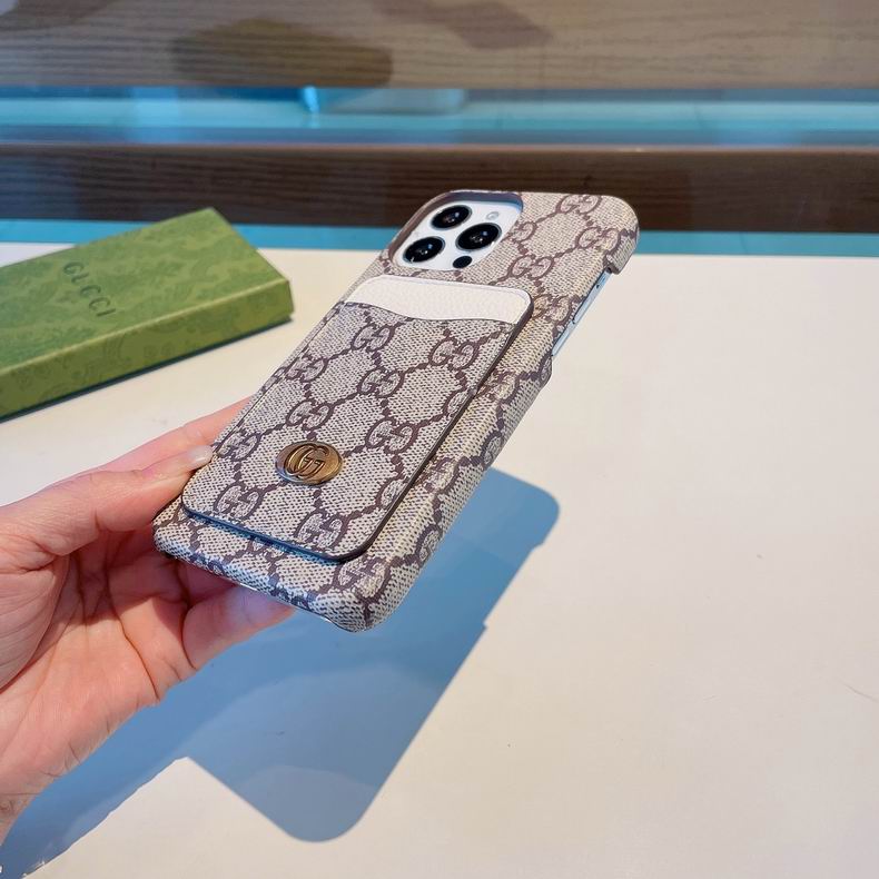 Modische beige-weiße Lederhülle mit Schlitz für iPhone 12, 13, 14, 15 Pro Max 