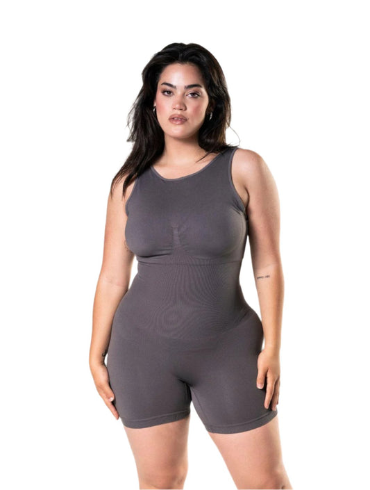 Round Neck Low Back Bodysuit - HeyShape