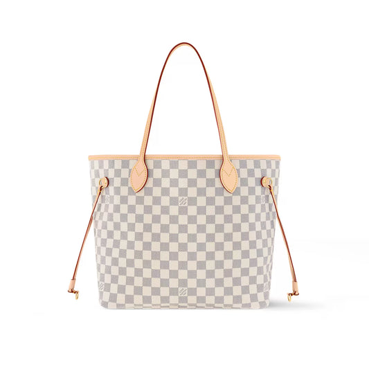 N40603 Neverfull MM Rose Ballerine Damier Azur Canvas